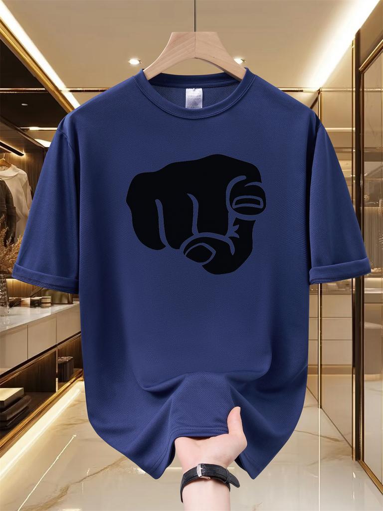 Unisexs Strong Fist Silhouette Print T Shirt Summer Quick Dry Breathable Short Sleeve Tee Power Hand Graphic Streetwear Tops