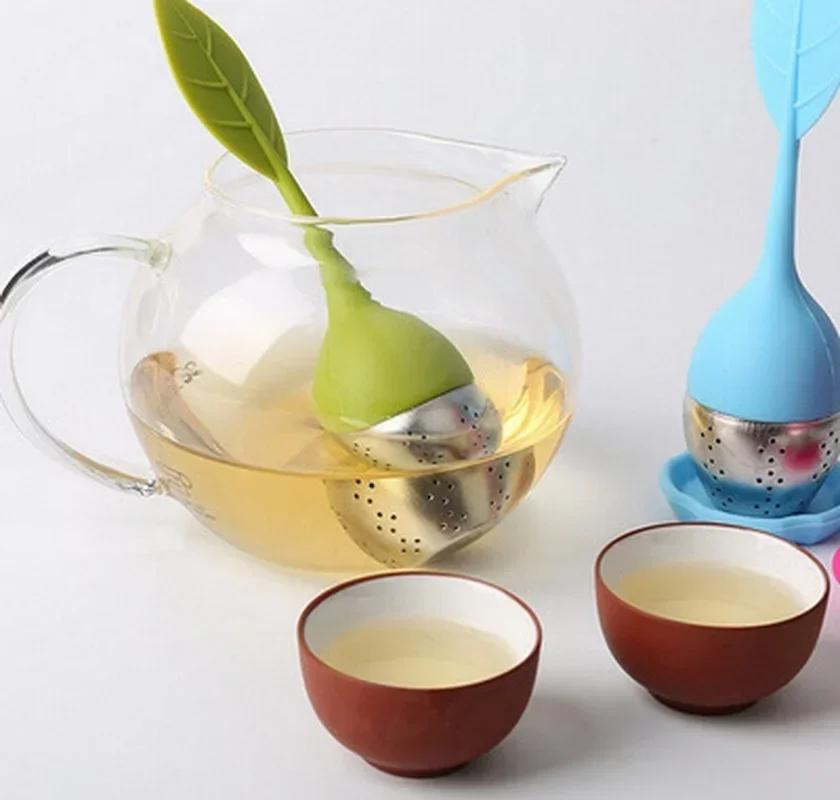 Household Creative Silicone Tea Strainer Sweet Leaf Pattern Tea Filter Teapot for Loose Leaf Herbal Spice Filter Accessories