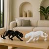 Modern Black & White Geometric Shape Panther for Home Decor (Pack of 2, White & Black)