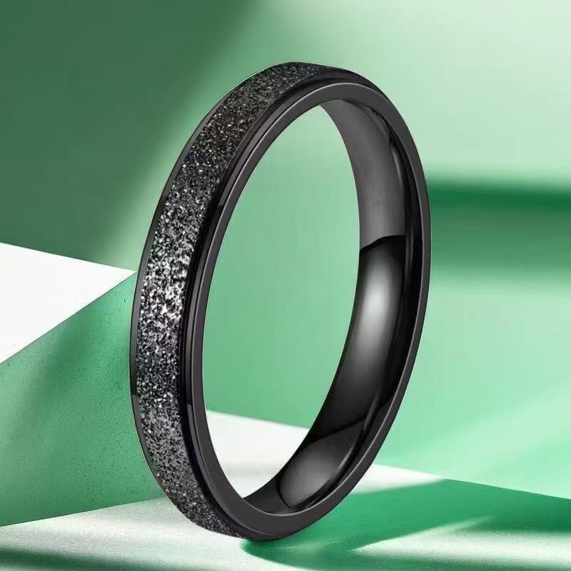 Fashion Frosted Stainless Steel Titanium Rings for Women - Versatile, No-Fade Taigang Style