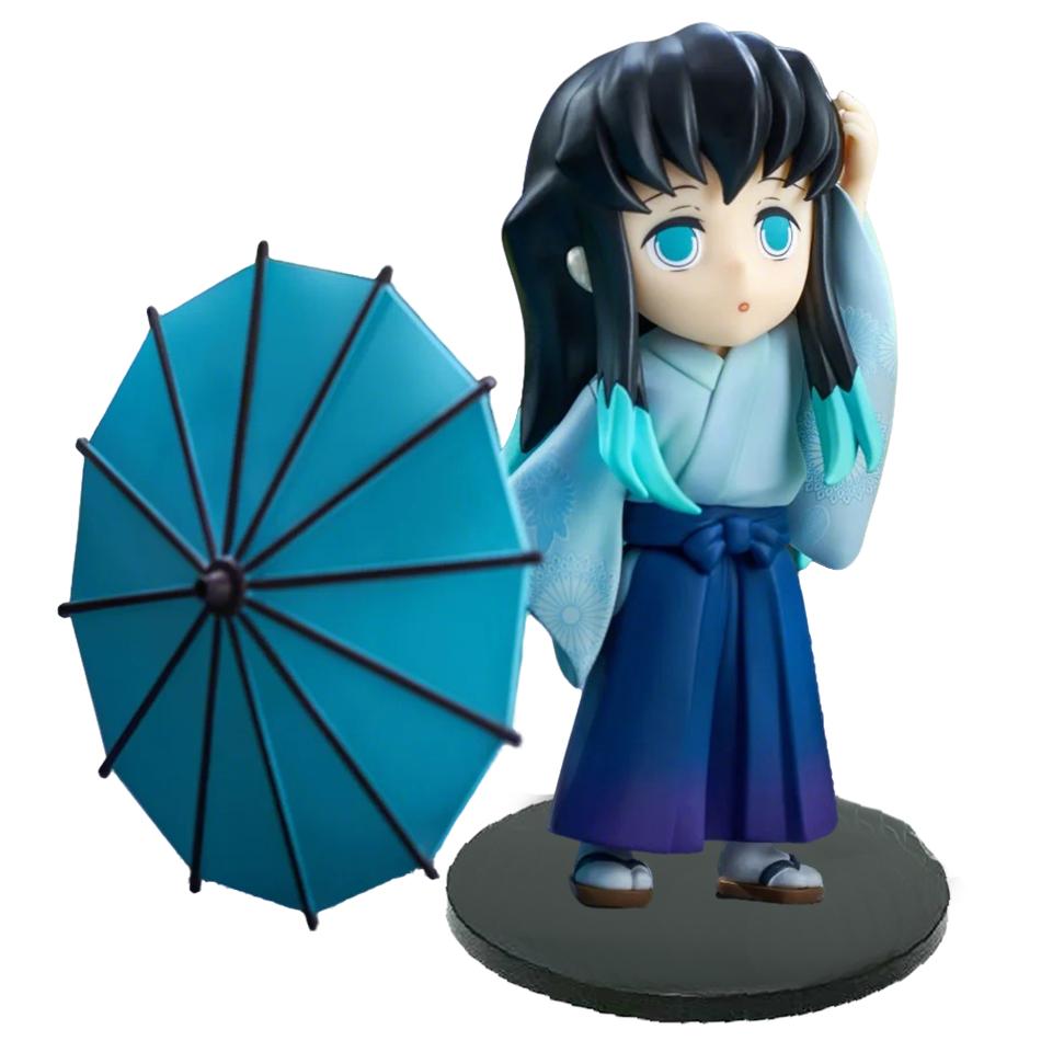 New Demon Slayer Plum Rain Season Blind Box Q Version Figures Umbrella Scene PVC Collectible Model Toy Gift for Anime Fans