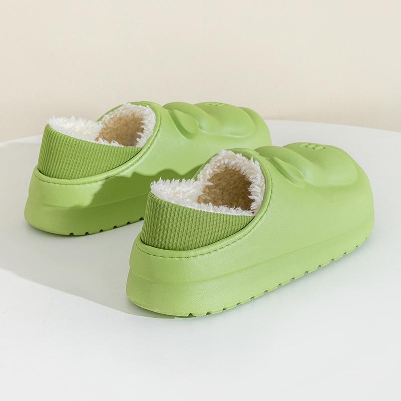 Waterproof autumn and winter cotton slippers bear simple and cute home warm couple plush slippers affordable thick bottom
