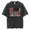 Zachodni T-shirt z Panterką dla Mamy Babci Vintage Spłowiały Czarny Bawełniany Luźny Krótki Rękaw Top dla Boho Mam