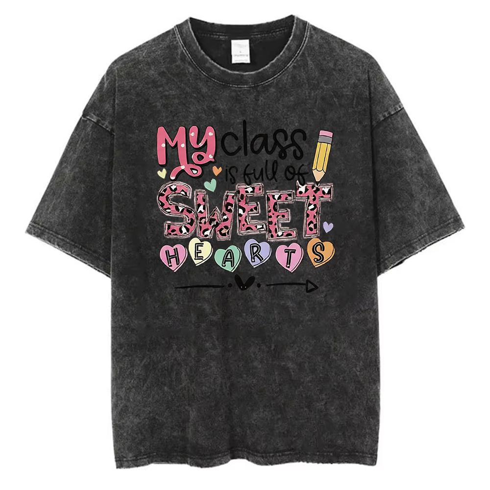 Zachodni T-shirt z Panterką dla Mamy Babci Vintage Spłowiały Czarny Bawełniany Luźny Krótki Rękaw Top dla Boho Mam