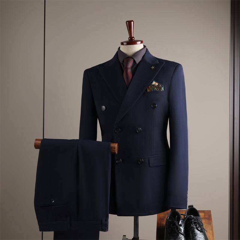 Men's High-End Slim-Fit Suit Set: Business Formal, Groomsman, Wedding Groom's Wear, Wrinkle-Resistant Jacket