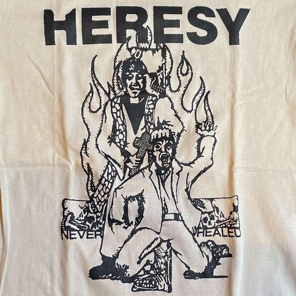 Heresy Band Album Music Heavy Cotton White T Shirt All Size For Men Unisex T-Shirt S