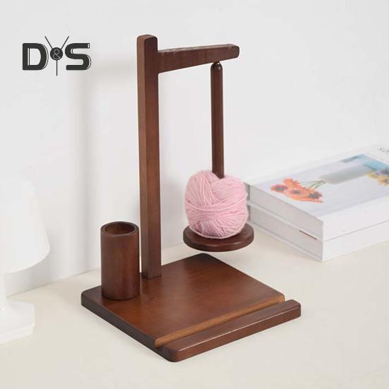 Wooden Yarn Spool Rack with Stable Base Smooth Edge Burr Free Versatile Yarn Ball Dispenser Stand Yarn Spool Rack