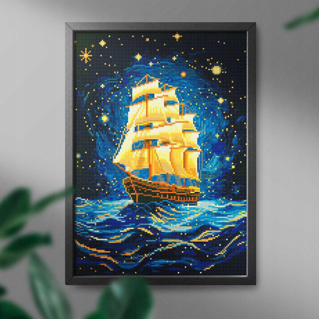 Diamond Painting 5D With Frame Diamond Embroidery Large Ship Mosaic 40X50