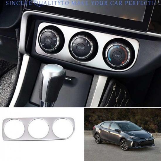 For Toyota Corolla 2017-2019 Silver Steel Center Console AC CD Switch Panel Trim