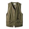 Jarní podzimní rybářská vesta Jednobarevné Kapsy Bez rukávů Výstřih do V Korejský styl Volná vesta pro outdoor