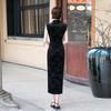 Black Velvet Single Split Fork National Style New Chinese Suzhou Autumn Cheongsam Improved Young Women's High-end Evening Dress