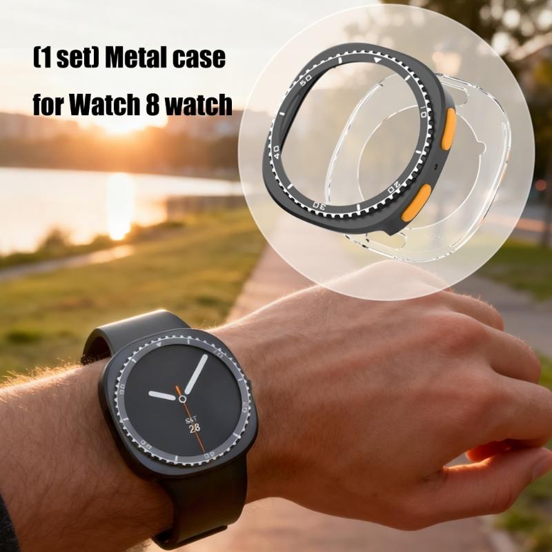 Ergonomic Stylish Metal Frame Cover Scratch Resistant Housing Protective Shell For Watch 8 40mm/44mm Modern Appearance