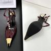 Sexy Metal Pointed Toe Stiletto Sandal Women Luxury Pearls Strap Buckle Designer High Heels Party Prom Shoes Summer Women Pumps