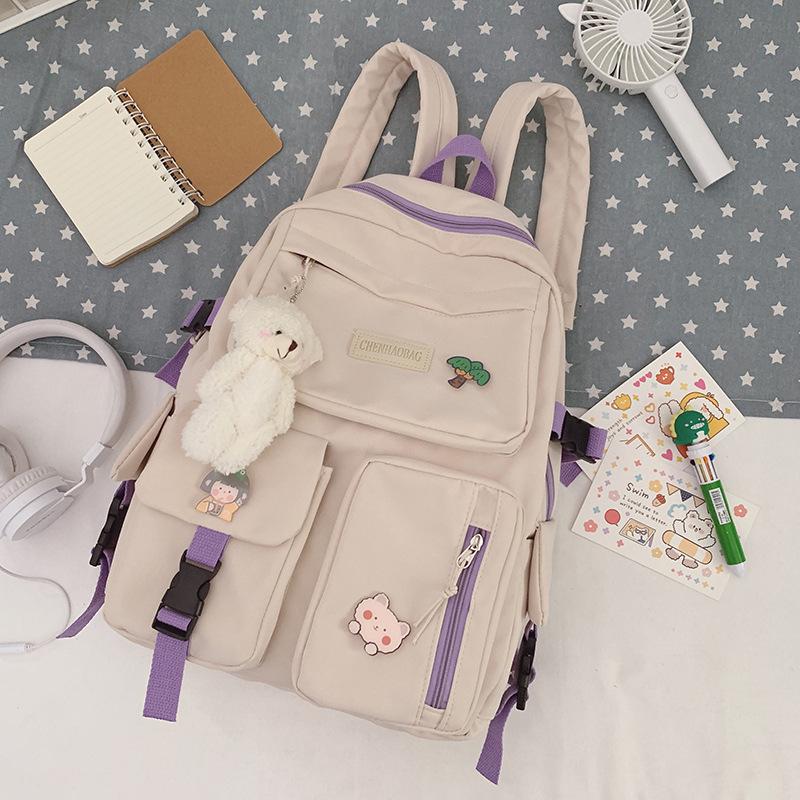 Schoolbag fashion Korean version of women's college school bag new backpack fashion shoulder bag Harajuku travel large capacity outdoor backpack
