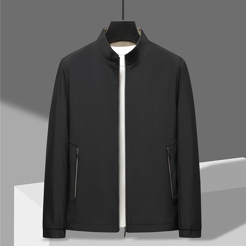 

Men s Spring Autumn Solid Color Business Suit Jacket Casual Waterproof Outwear Jacket 4XL чёрный