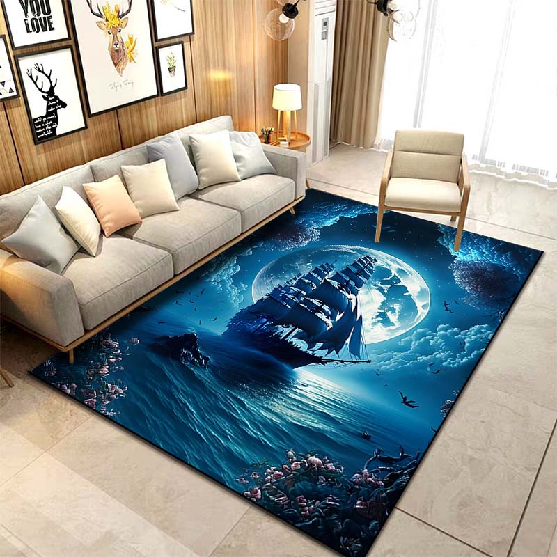 Sizes ghost Ship Pirate Ship Pattern Rug Carpets Bedroom Living Room Bathroom Mat Creative Door Mat Cloakroom Decor Area Rug