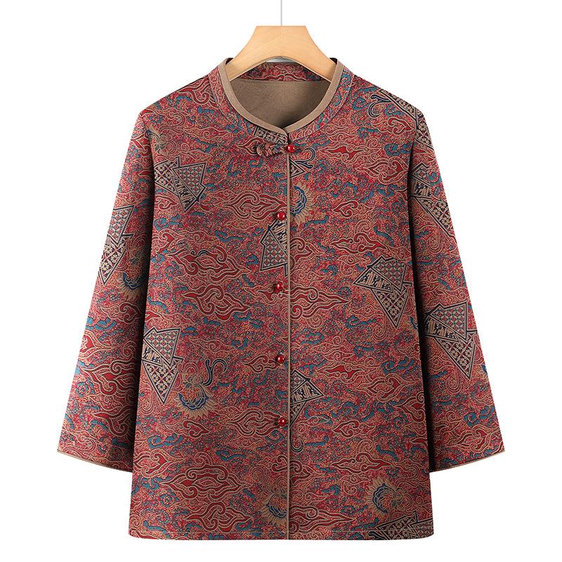 

Grandma s 2026 Spring & Autumn Shirt - Stylish Top for Middle-Aged and Elderly Women XL (suggested 80-105 jin) червоний