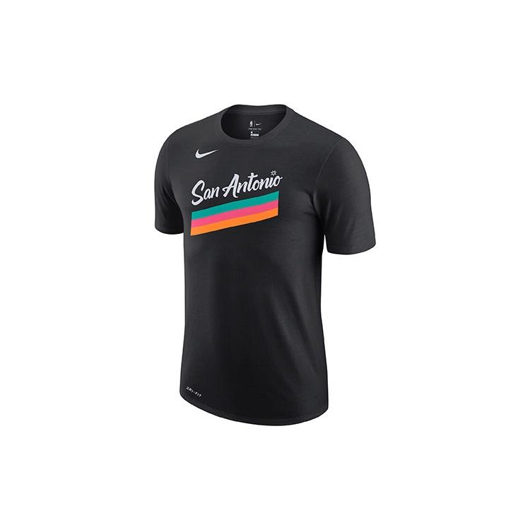 Nike NBA Dri-FIT Ce Logo San Antonio Spurs Basketball Sports Printing Short Sleeve Black Men s CT9846-010 S