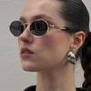 New Style Women's Oval Glasses Frame Metal Material Sun Glasses Cool Small Circular Photography Glasses Travel Leisure Shopping Eyewear UV400