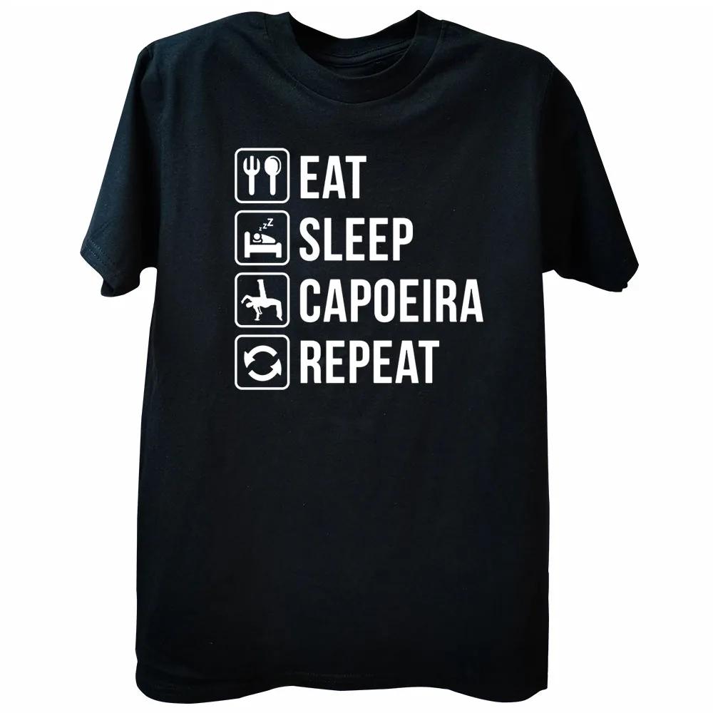 Funny Eat Sleep Capoeira Repeat T Shirts Graphic Streetwear Short Sleeve Harajuku Casual Customized Tshirt Unisex