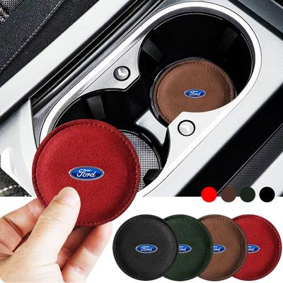Auto-Getränkehalter-Pad PU-Leder-Schlitz Rutschfeste Untersetzer-Matte Für Focus Mk2 Party Mk3 Ranger Mondeo Mk4 Fiest Autozubehör