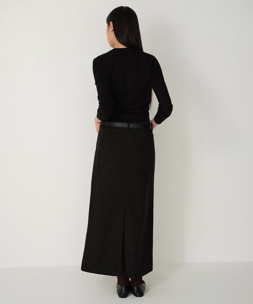 Musinsa Standard Woman Women'S Synthetic Suede Maxi Skirt [Black]
