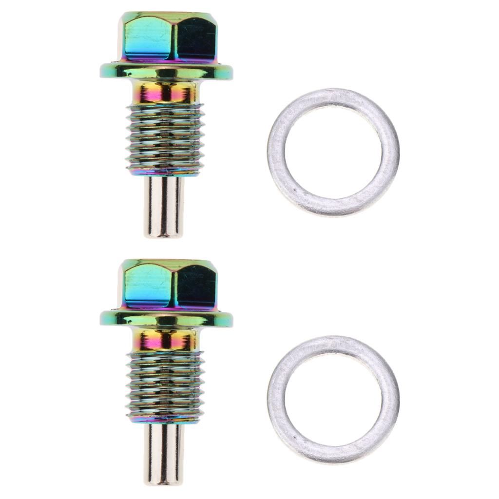 2 Pieces Engine Oil Pan Drain Bolt Screw W Gasket M12x1.5
