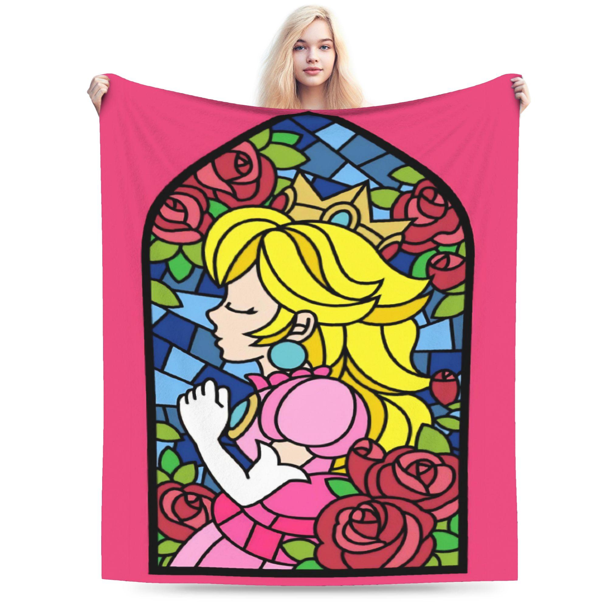 

Princess Peach Lovely Knitted Blankets Flannel Super Marioo Warm Throw Blanket for Home Couch Bed Rug 75cmx90cm