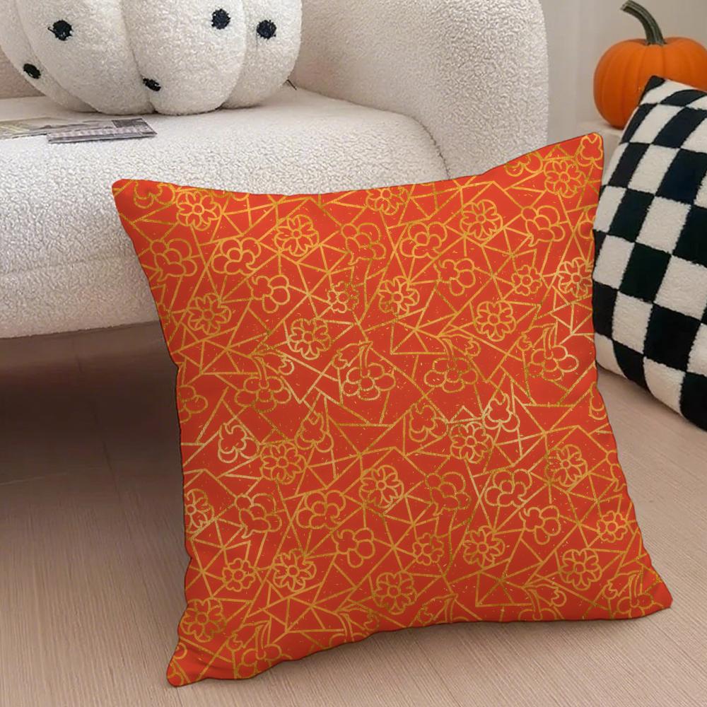 Chinese icecrack pattern with plum blossom Cushion Cover Throw Pillow Cover Hidden Button Durable Polyester Chair Cushion