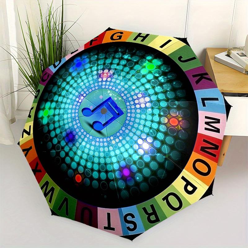 

Music Wheel themed, Eight ribbed, Self folding umbrella Is Suitable for Everyday Outdoor Use and Is An Ideal Gift for Friends and Family, As
