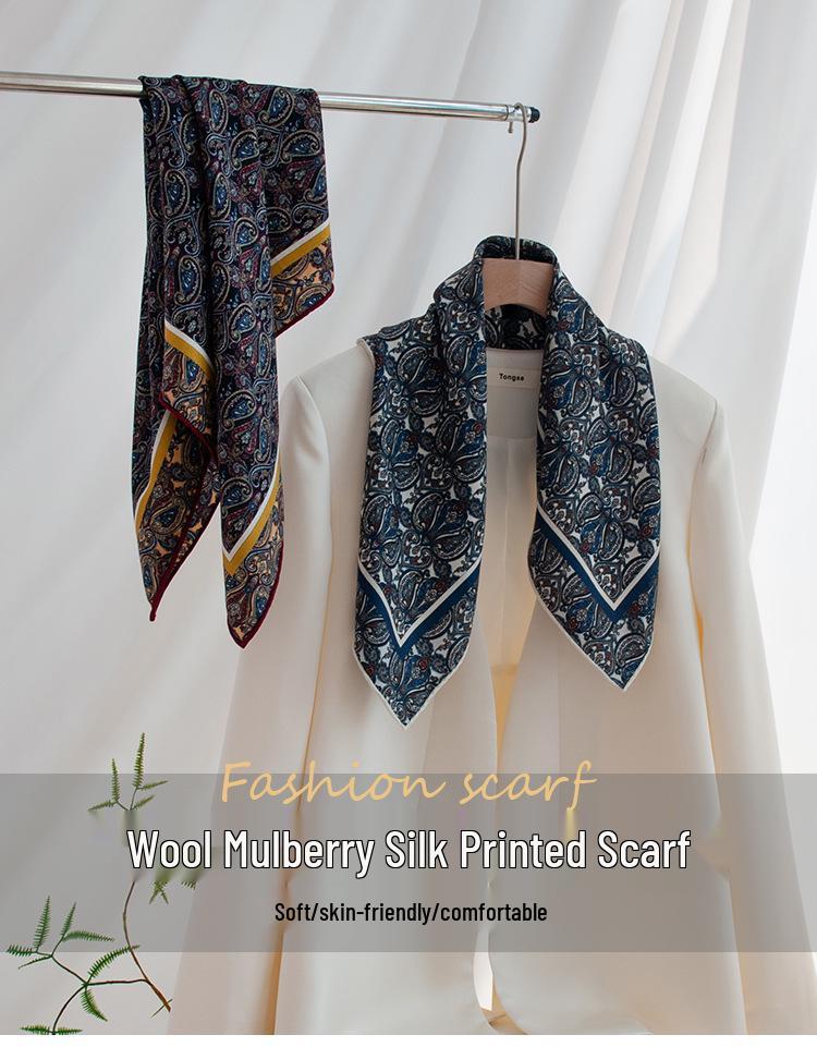 Women's Versatile Autumn Silk Wool Double-Sided Scarf Shawl