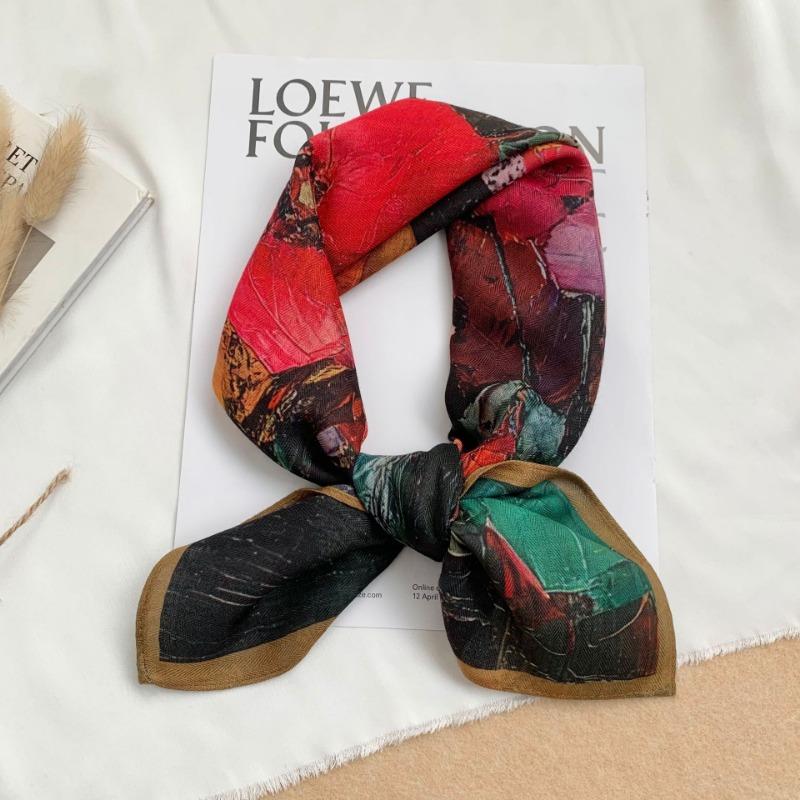 Square scarf new neck scarf scarf small shawl travel bag headscarf versatile cashew flower silk scarf