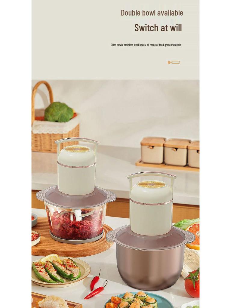 Stainless Steel Electric Meat Grinder & Vegetable Chopper - Multifunctional Household Food Processor