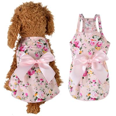 Pet Clothes - Flower Print Cotton Cute Pet Dress Cat Dog Costume Outfit Clothes