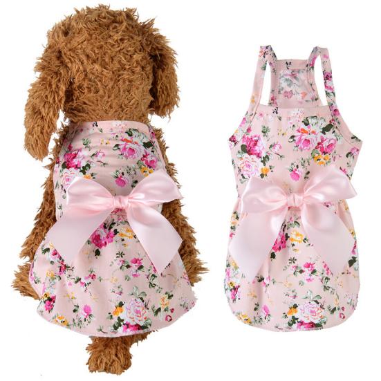 Pet Clothes - Flower Print Cotton Cute Pet Dress Cat Dog Costume Outfit Clothes