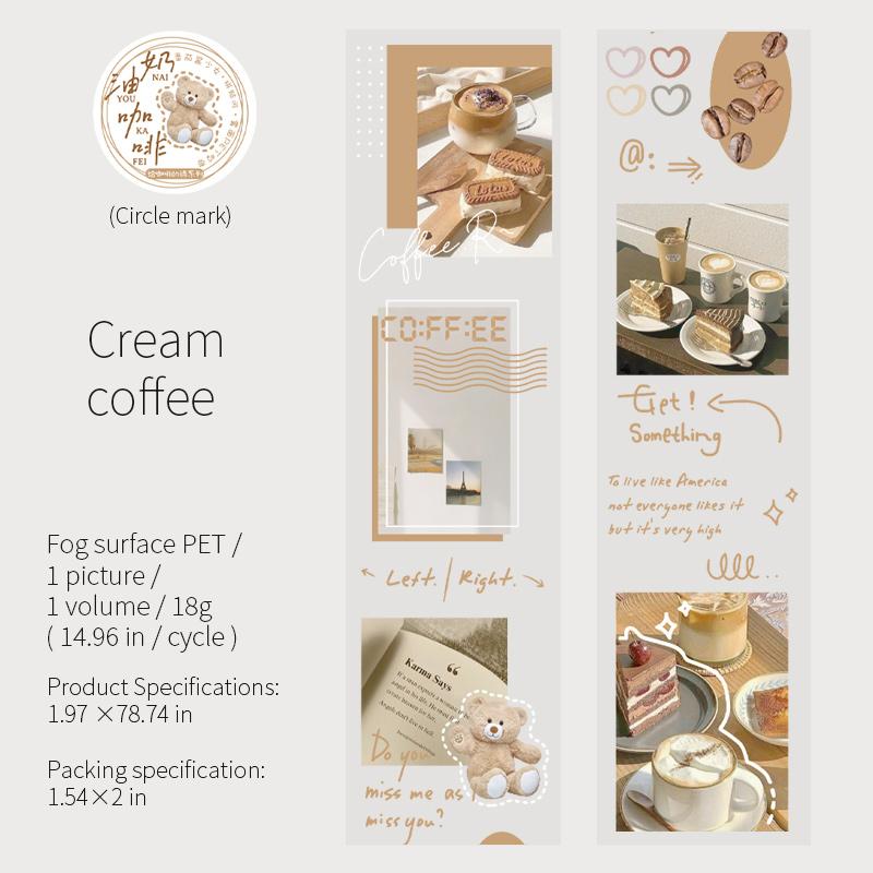 

6 styles 50mm*200cm Poems For Coffee series tape Decorative sticker Labels Decorative Diary Album Junk Journal Supplies