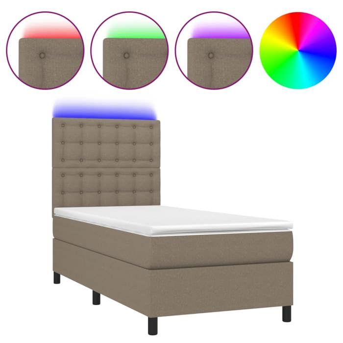 VidaXL Sommier à Lattes de Lit avec Matelas et LED, Lit Rembourré, Lit Simple, Lit Adulte de Chambre à Coucher Intérieur, 3135153