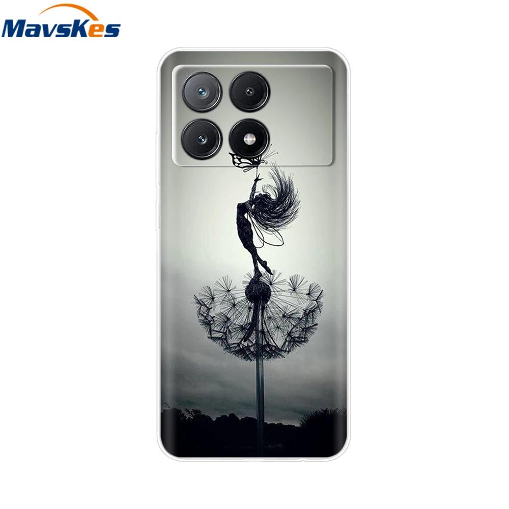 For Xiaomi Poco X6 Pro Case TPU Soft Painted Phone Cases For Xiomi Poco X6 PocoX6 Pro 5G Silicone Cover Flower Fundas Protective