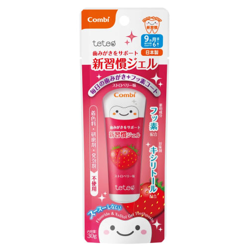 Combi Teteo Toothbrushing Support New Habit Gel Strawberry Flavor