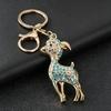 Golden Bighorn Sheep Rhinestone Inlaid Keychain Sturdy Clasp Lightweight Key Ring for Car Key Purse Bag Ornament