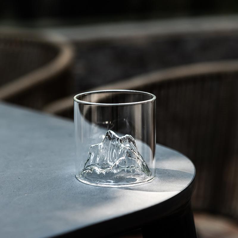 Schöne Kleine Transparente Glas Kaffeetasse Berg Glas Whisky Hitzebeständig Tee Trinken Milch Saft Tasse Becher Trinkgläser