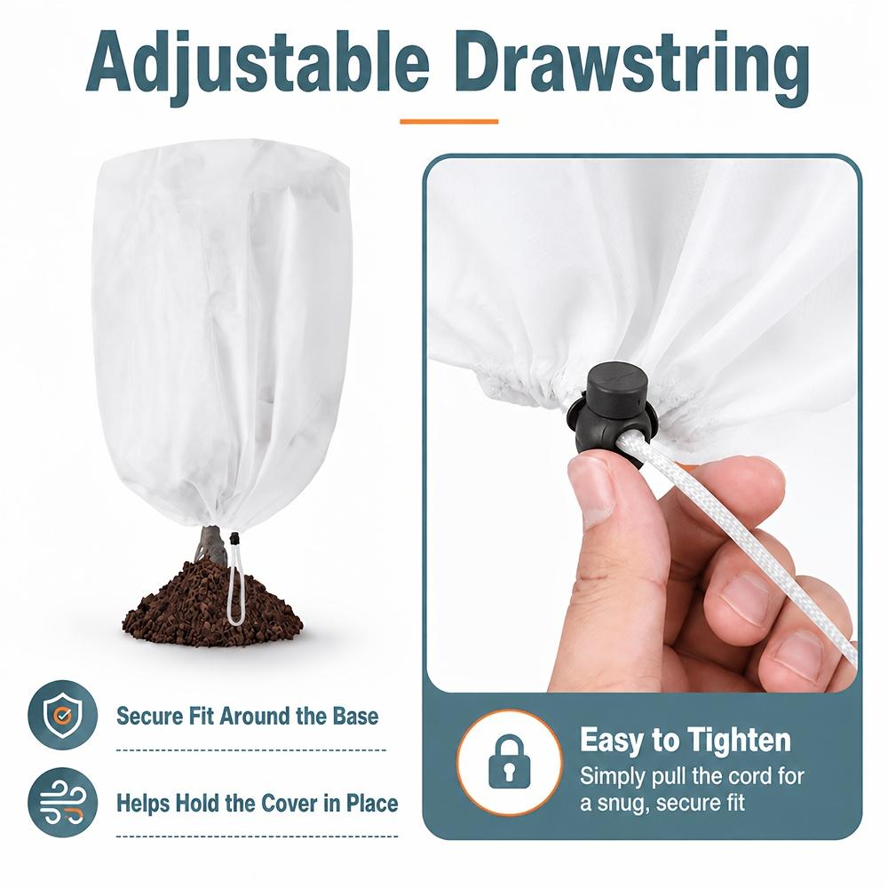 5pcs Frost Protection Cover Set,Suitable for Cold Weather Gel Clothes,Plant Winter Frost Protection Cover, Fabric Drawstring Cold Insulation Bag