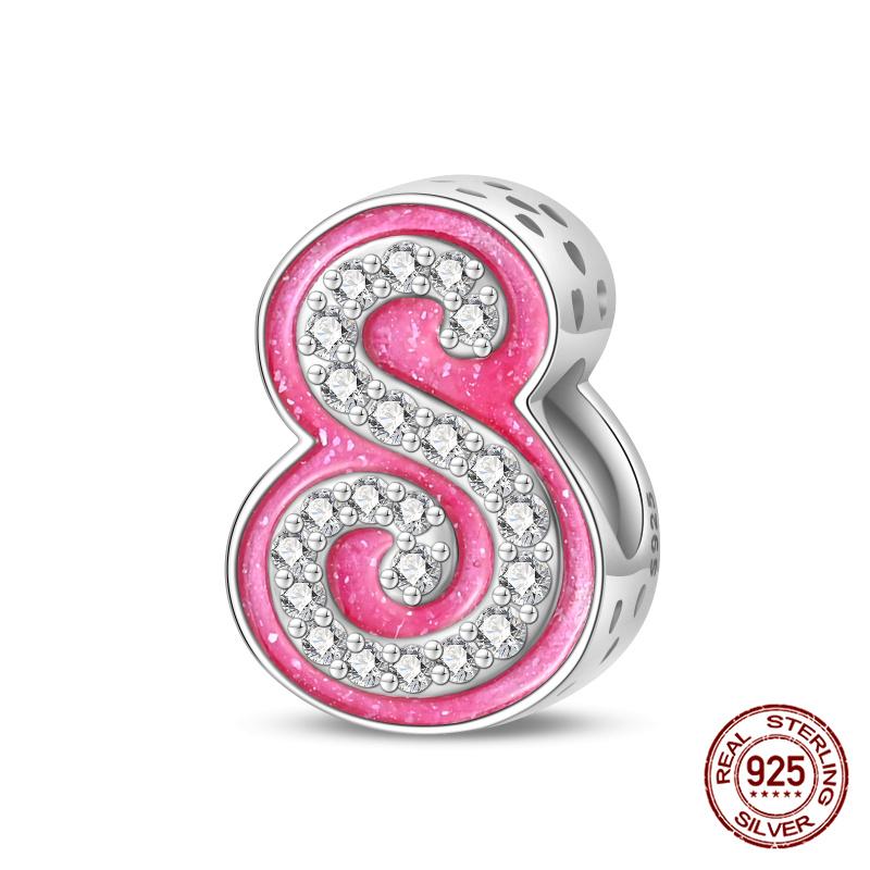 Authentic Pink Charm Bead Charms Bead Charms Copper 26 Letter Charm Bead Charms Compatible With Authentic Bracelets Do It Yourself Jewellery Making Wo