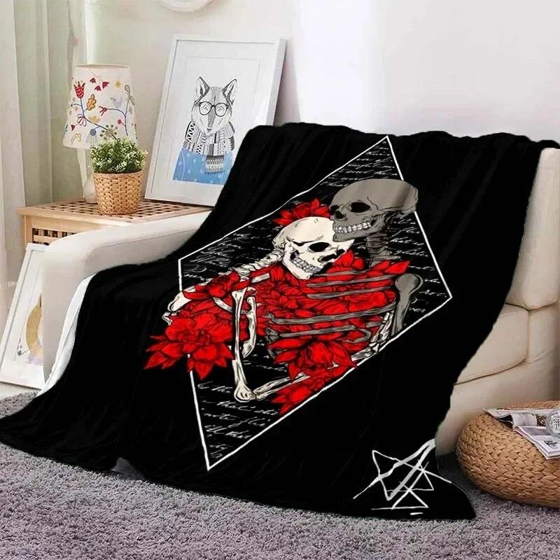 Vintage  Mexican Day of The DeadPattern Blanket Star Art Flannel Thin Blanket Portable Home Travel Office Lunch BreakBlanket