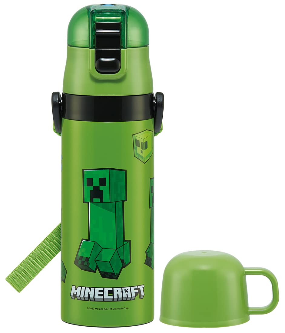 

Skater Water Bottle Drink Cup Drink Minecraft Design Stainless Sports Bottle for Boys Kids 2-Way (Direct 470ml, 430ml) - - Steel, Insulated,