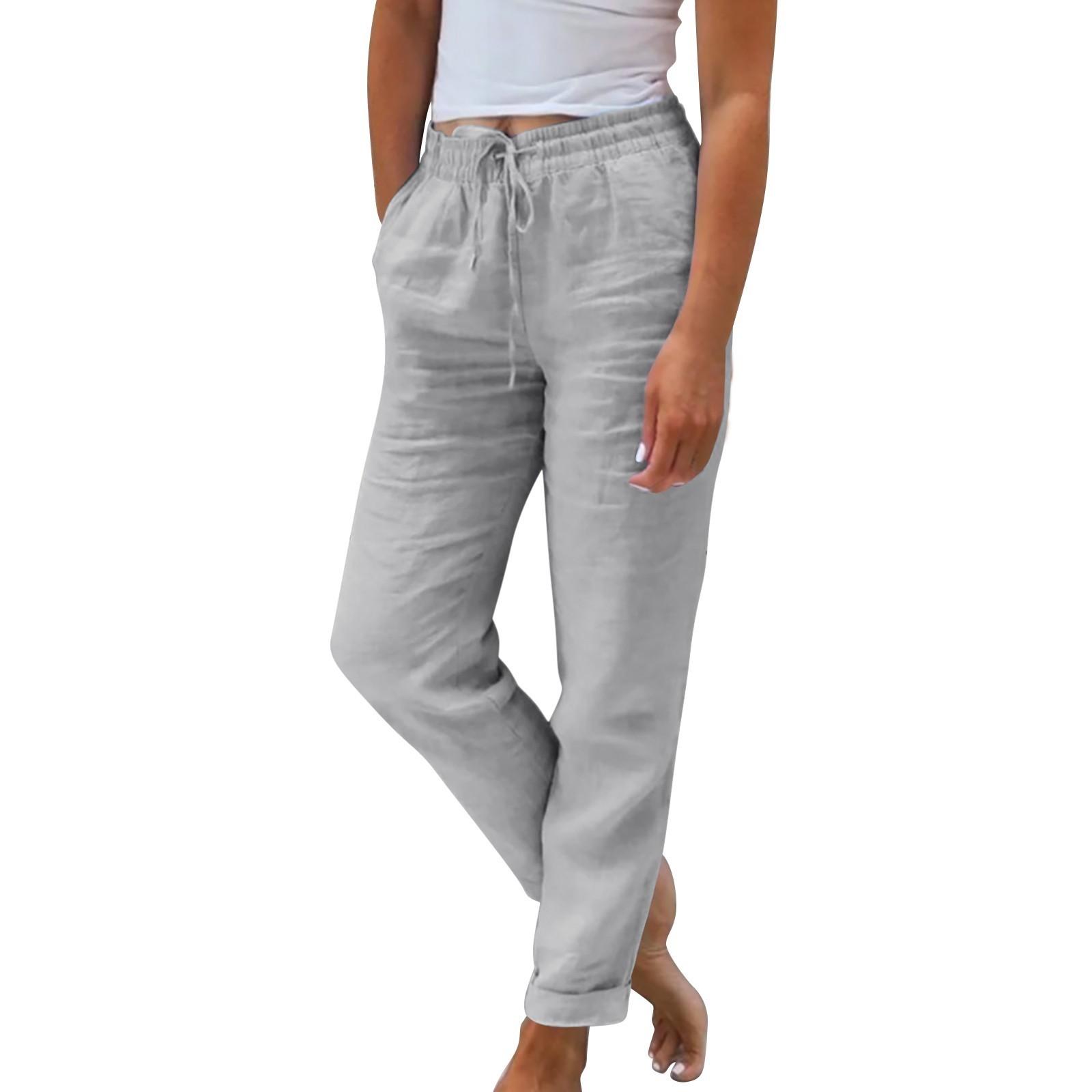 

Женские повседневные, модные, сексуальные, удобные, классные, дышащие, свободные однотонные брюки на шнуровке с девятью точками XXL