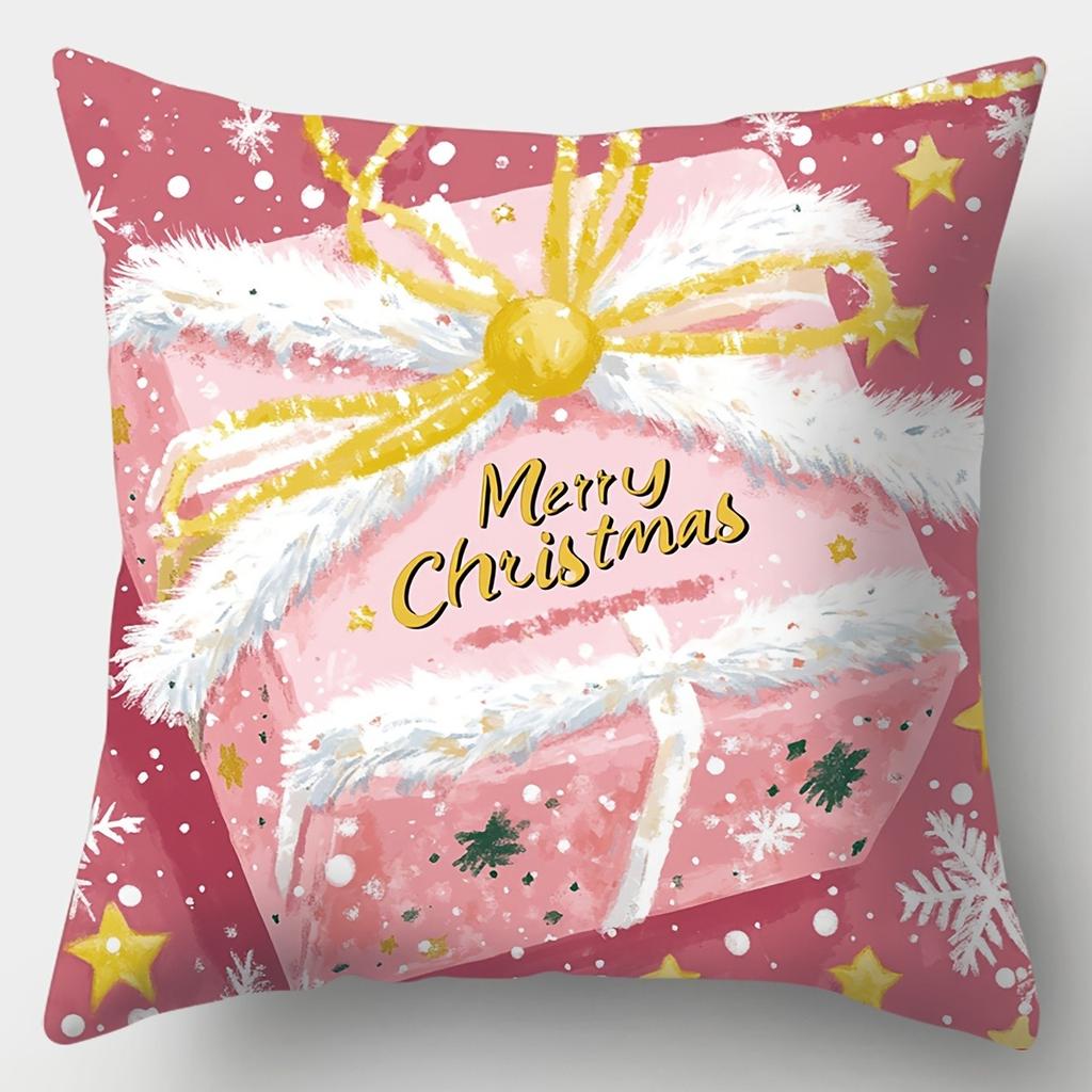 Home Decor Merry Christmas Santa & Snowman Pillows Pattern Cushion Cover Suitable For Sofa Bedroom Car Pillow Cover