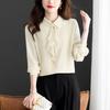 Spring 2025 French Chiffon Ribbon Shirt - Age-Reducing Long Sleeve Top for Women