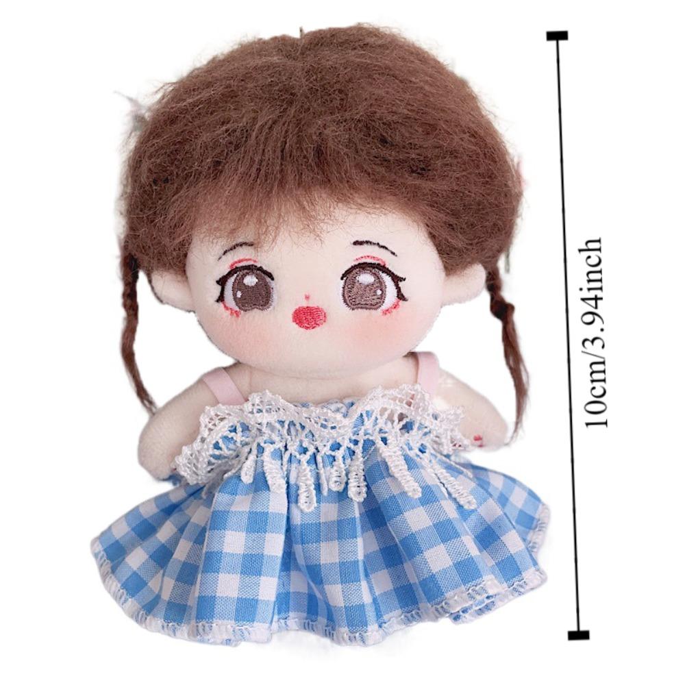 Lace Doll Clothes Dress Grid Plush Toys Clothes Toy Outfit 10cm Cotton Doll Clothes  Children Gift