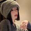 All-match Knitted Pullover Hat Solid Color Brimless Beanie Cap Fashion Plush Woolen Hat  Female